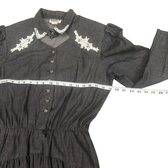 Vintage Miller Stockman Maxi Dress Western Lace Women’s 13/14 Made In USA - Picture 9 of 12